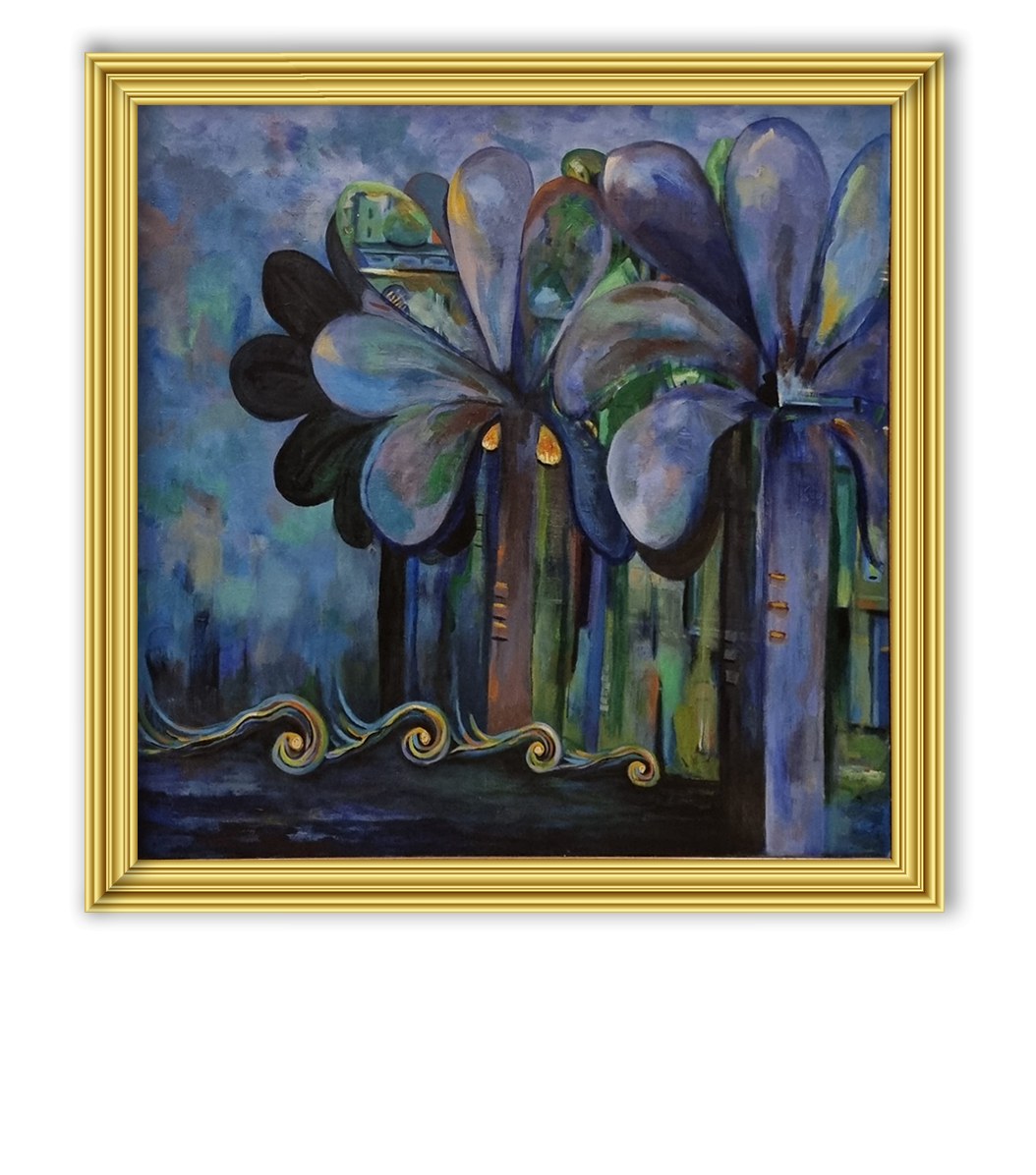 Palms trees with the river